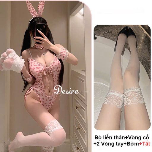 Bộ đồ ngủ Cosplay CÔ NÀNG THỎ BÁO DESIRE VN-1119-1 Báo Hồng + Tất T-03 - Available variant