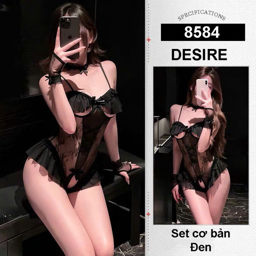 8584 Bộ đồ ngủ Cosplay Cô Nàng Thỏ sexy đầy đủ phụ kiện - Bodysuit thiết kế xẻ đáy DESIRE Đen - Available variant