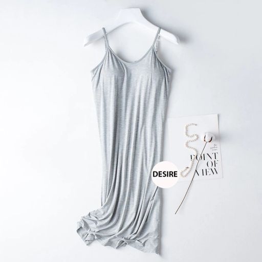 Váy đầm hai dây dáng dài sợi Vicose mềm mịn có đệm mút ngực DESIRE VN-077-1 Xám M - Available variant