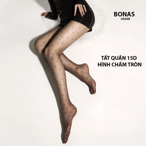 Desire Store, Tất quần màu đen 15D chấm tròn trái tim  BONAS CHÍNH HÃNG thon gọn chân chống tĩnh điện T-006 - 70.000 ₫