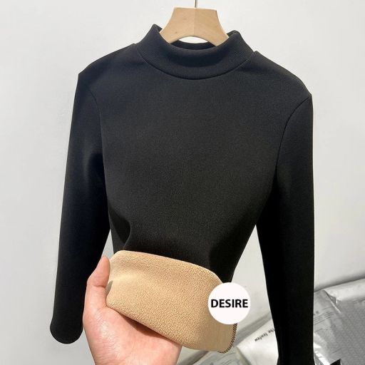 Áo cổ lọ chất Nhung len tăm lót lông cừu dày giữ nhiệt mùa đông ấm áp DESIRE H331 Đen 2XL - Available variant