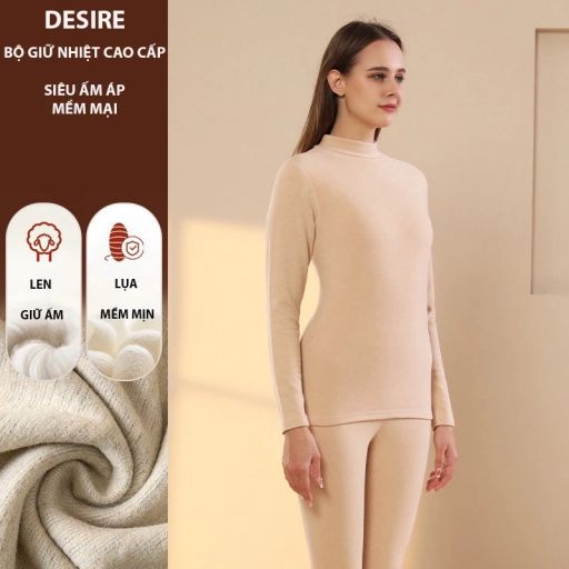 Bộ Giữ Nhiệt Nữ Cổ Cao Dày Ấm Áp Vải Nhung Lót Len Cashmere AGN-003 Màu Da cổ cao 3XL - Available variant