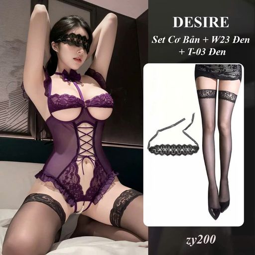 Tùy chọn Màu Sắc: Set Tím + W23 Đen + T-03 Đen