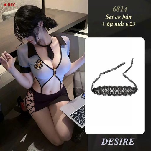 Set Cosplay Cảnh Sát Sexy Gợi Cảm DESIRE 6814 Set cơ bản +Bịt mắt w23 Đen - Available variant