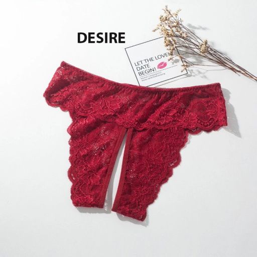 Quần lót ren sexy xẻ đáy gợi cảm DESIRE QL-5009 Đỏ (Lẻ 1 quần) Form>53kg Vòng3>88cm - Available variant