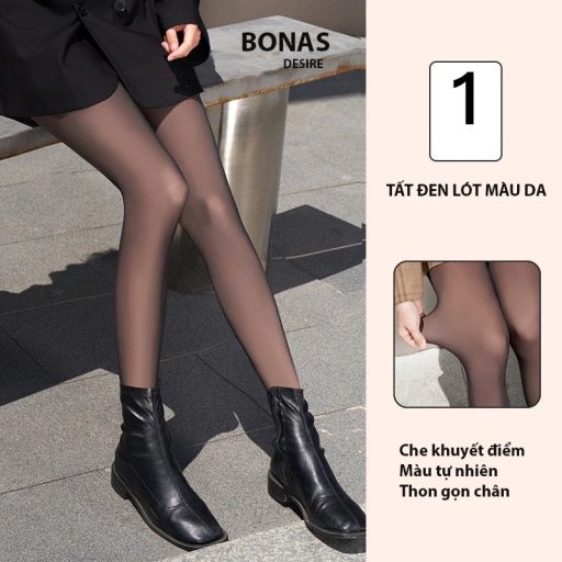 Quần tất BONAS CHÍNH HÃNG màu đen da 0D 15D 80D 200D siêu mỏng tự nhiên thon gọn chân chống tĩnh điện T-006 80G ĐEN LÓT DA - Available variant