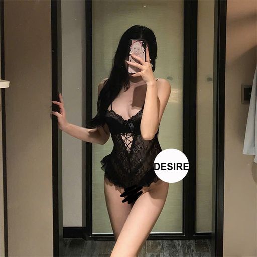 Váy ngủ ren liền thân có mút ngực Bodysuit ren DESIRE VN-8990 Đen - Available variant