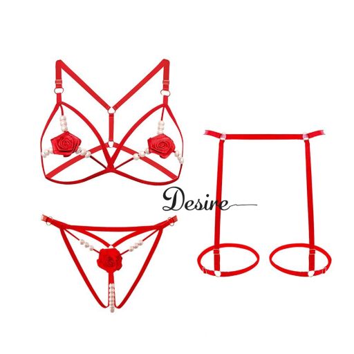 Bộ đồ lót liền thân kèm đai dây Bodysuit DESIRE VN-075 Đỏ tươi kiểu 1 - Available variant