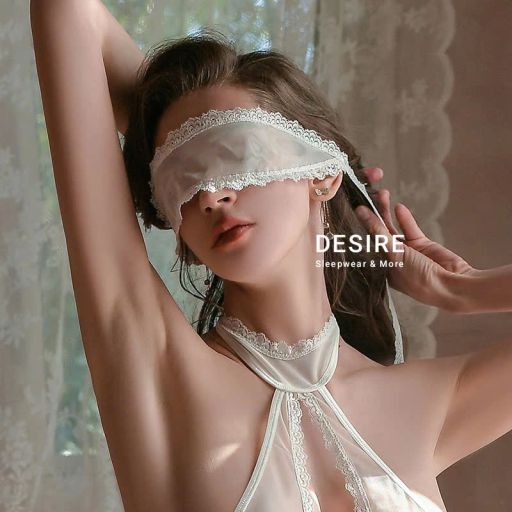 Bịt Mắt Ngủ Lưới Phối Ren Sexy Cosplay Phòng The Desire W28 - Tăng Cảm Hứng, Đem Lại Trải Nghiệm Tuyệt Vời Trắng - Available variant