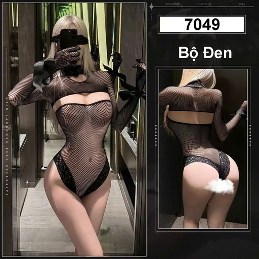 7049 Bộ đồ lót liền thân Bodysuit lưới xuyên thấu sexy gợi cảm DESIRE  Bộ Đen - Available variant