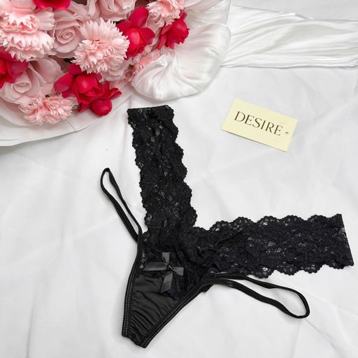 Quần lót lọt khe ren cạp dây chéo sexy gợi cảm cao DESIRE QL-09 Đen 2 quần - Available variant