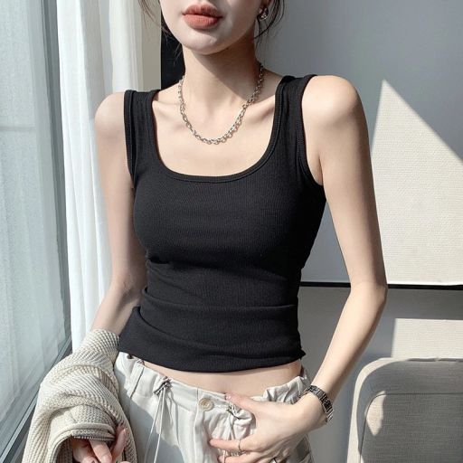 Áo ba lỗ dáng ôm cổ chữ U chất thun tăm mềm dày dặn phong cách năng động DESIRE AN-H237 Đen L - Available variant