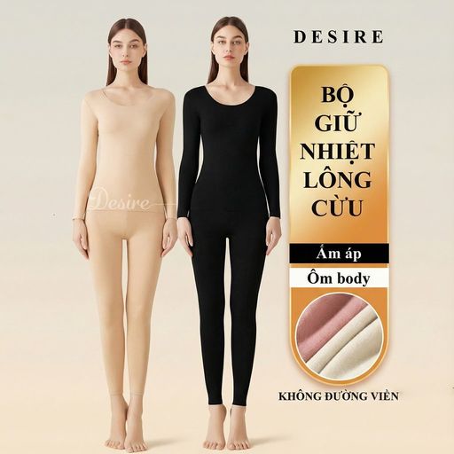 Desire Store, Đồ bộ giữ nhiệt nữ giới mùa đông siêu nhẹ ấm áp vải Nhung lót Len Cashmere không đường viền AGN-002 - 270.000 ₫