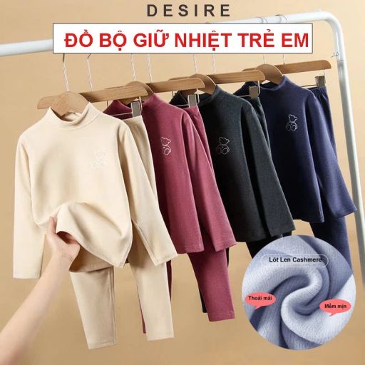 Desire Store, Đồ bộ giữ nhiệt trẻ em cổ cao dày ấm áp chất Nhung lót Len Cashmere cao cấp DESIRE DGN-006 - 315.000 ₫