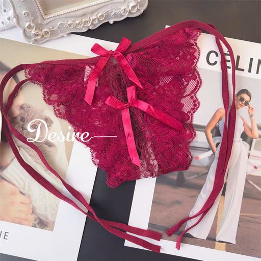 Quần lót ren cột dây chất mềm mịn gợi cảm DESIRE QL-013 Đỏ rượu - Available variant