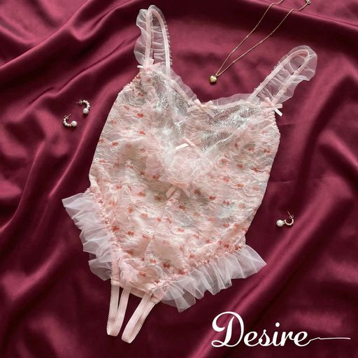 Desire Store, Bodysuit Ren Hoa Nhí Phối Nơ Phong Cách Tiểu Thư Ngọt Ngào - Váy Ngủ Liền Thân Sexy DESIRE VN-1336-1 - 200.000 ₫