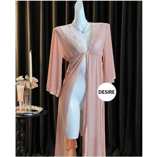 Áo choàng ren dáng dài cài ngực trước gợi cảm sang trọng DESIRE VN-84491 Áo choàng Hồng M - Available variant