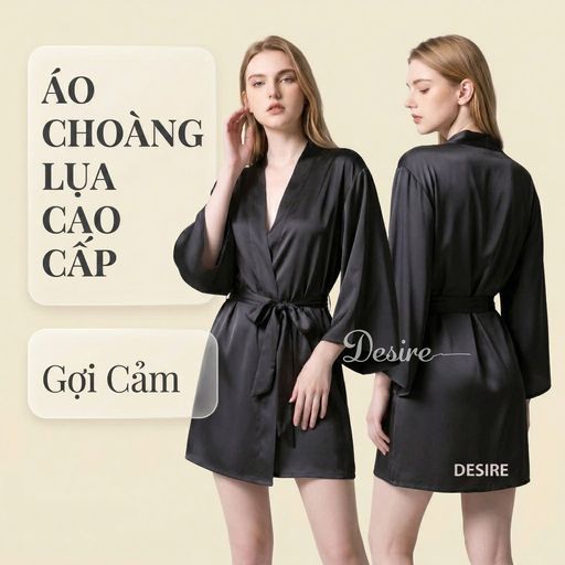 Áo choàng ngủ lụa cao cấp Áo choàng cô dâu gợi cảm Bride hàng loại 1 chính hãng Guiruo VN-1690 Áo choàng Đen - Available variant