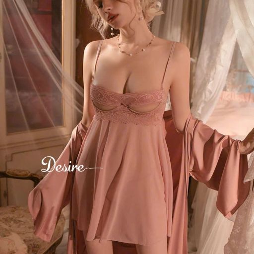 Váy ngủ ren có gọng chất mềm mịn sexy gợi cảm DESIRE VN-8564 Hồng Không Choàng - Available variant