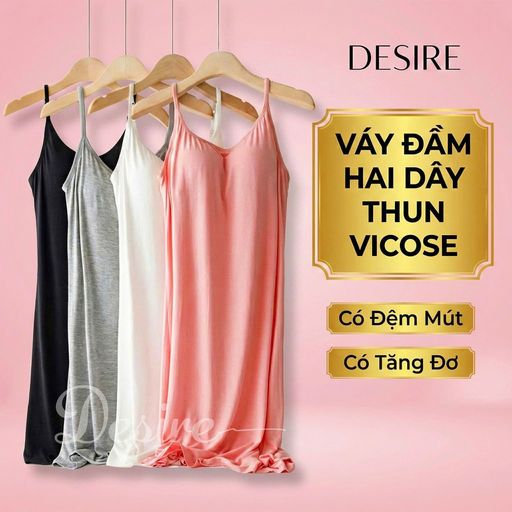 Desire Store, Váy đầm hai dây thun Vicose mềm mịn có đệm mút ngực và tăng đơ DESIRE VNN-0072 - 180.000 ₫