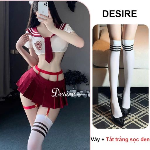 Váy ngủ cosplay CÔ NỮ SINH QUYẾN RŨ gợi cảm sexy DESIRE VN-1089 Set+ Tất Sọc ThunW25 Free Size 40-60kg - Available variant