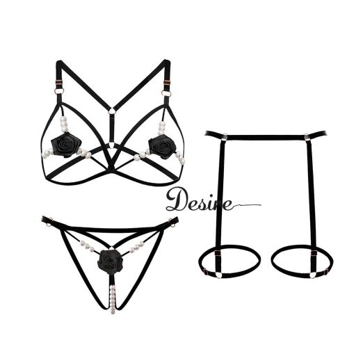 Bộ đồ lót liền thân kèm đai dây Bodysuit DESIRE VN-075 Đen kiểu 1 - Available variant