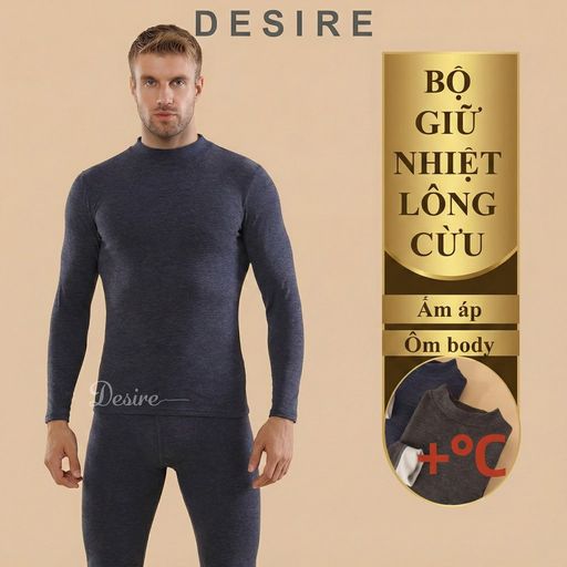 Desire Store, Đồ bộ giữ nhiệt nam lót Len Cashmere cổ cao ấm áp mùa đông cao cấp siêu nhẹ dành cho nam giới DGN-03 - 330.000 ₫