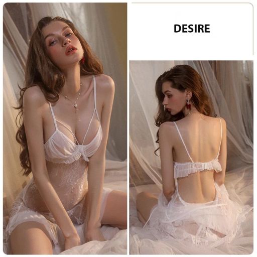 Váy ngủ ren xuyên thấu mềm mại gợi cảm cao cấp DESIRE VN-1165 Trắng - Available variant