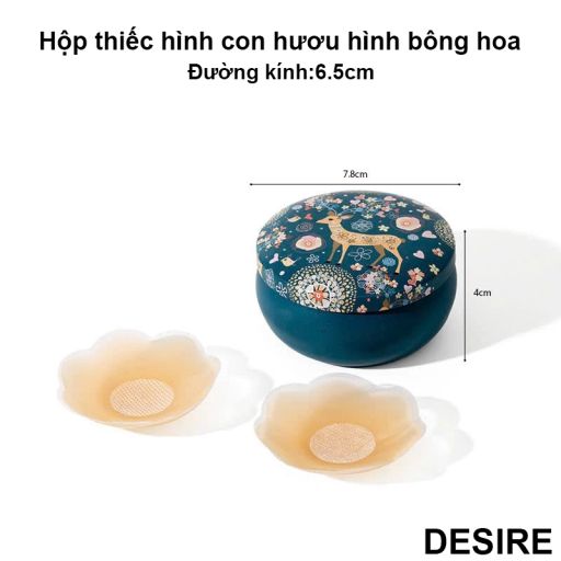 Miếng dán ngực hộp con huơu thiếc 4 cặp hình dán nhũ hoa DESIRE MD-006 4 Cặp - Available variant