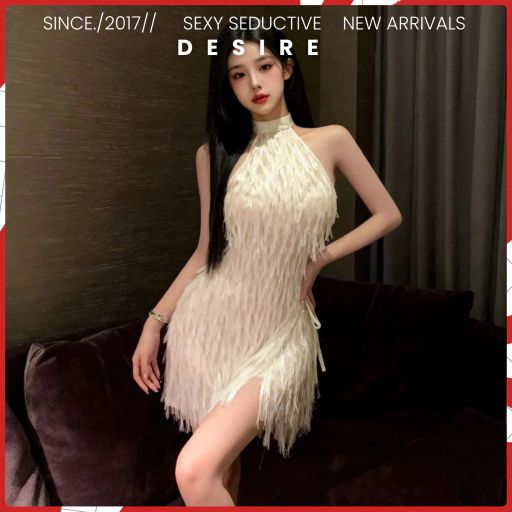 Desire Store, Váy ngủ tua rua cổ yếm sang trọng quyến rũ - Váy ngủ sexy sẻ đùi cao cấp DESIRE VN-6533 - 250.000 ₫