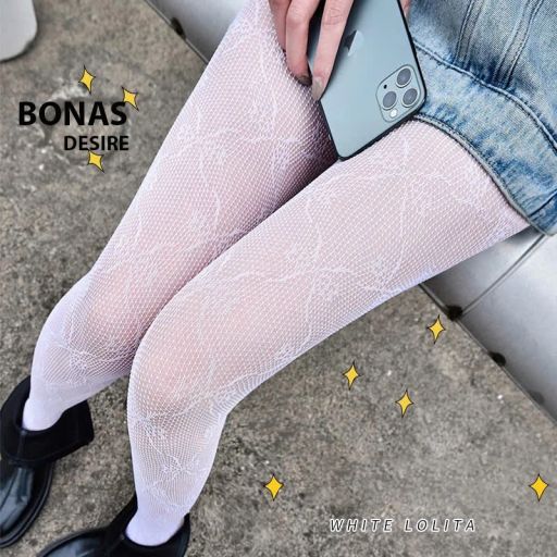 Tất lưới quần thời trang chính hãng BONAS phong cách sang trọng DESIRE T-008 Lolita Trắng - Available variant