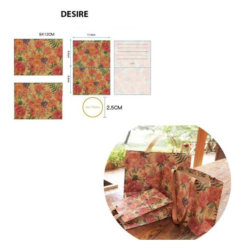 Túi Giấy Quà Tặng Phong cách cổ điển Vintage Cao Cấp sang Hộp quà đẹp TQ-003 Túi + Thiệp M  28 x 20 x 10 cm - Available variant