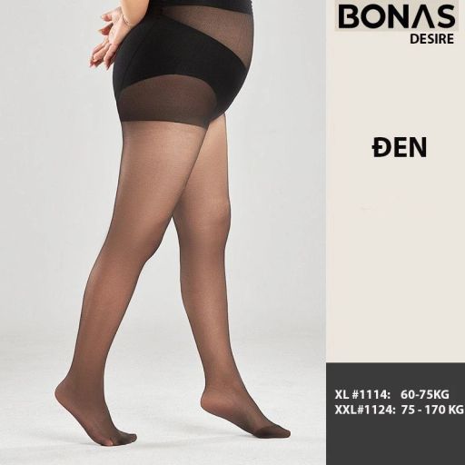 Tất quần 15D BIGSIZE màu đen và da thon gọn dáng che khuyết điểm chính hãng BONAS T-016 15D ĐEN XXL #1124 - Available variant