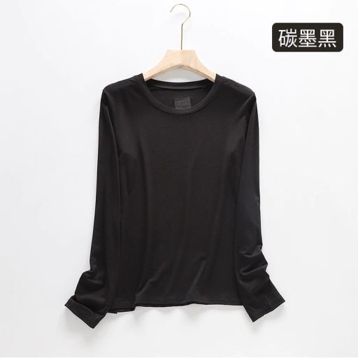 Áo thun dài tay nữ cổ tròn chất thun modal mịn lạnh co giãn phong cách mùa thu DESIRE A140 Đen Onesize <55kg - Available variant