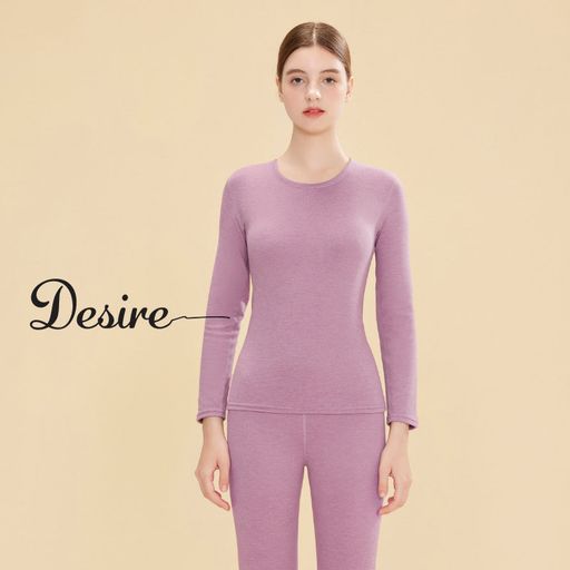 Đồ bộ giữ nhiệt mùa đông siêu nhẹ ấm áp vải Nhung lót Len Cashmere có đường viền dành cho nữ giới ZYOS AGN-003 Tím nhạt có viền L - Available variant