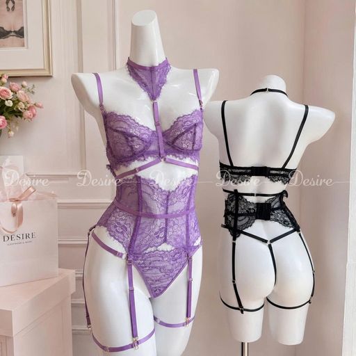 Desire Store, 6453 Bodysuit ren xuyên thấu thiết kế Corset có gọng sexy kèm đai đeo tất gợi cảm DESIRE - 400.000 ₫