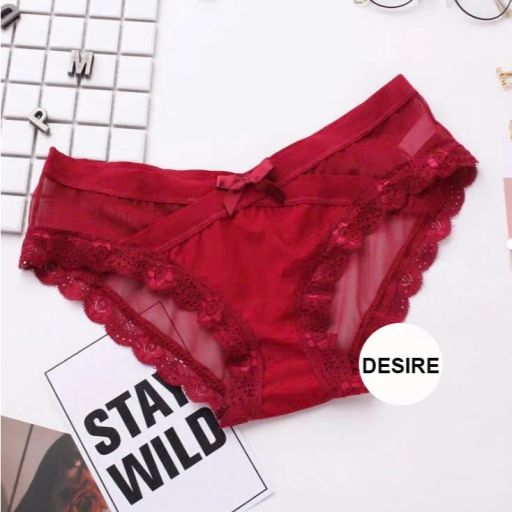 Quần lót sexy xuyên thấu lưng thấp thiết kế mới Desire QLN-1179 Đỏ 2 quần (40-63kg) - Available variant