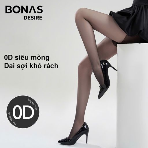 Quần tất BONAS CHÍNH HÃNG màu đen da nhạt 0D đũng quần liền mạch siêu mỏng tự nhiên thon gọn chân DS-1179 Đen (40-63kg<1m79) - Available variant