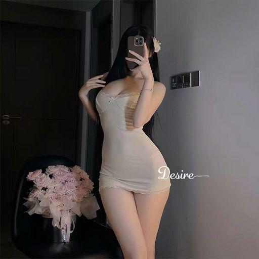 Váy Ngủ Thun Hai Dây Basic Có Mút Đệm Ngực - Váy Ngủ Mặc Nhà Cao cấp DESIRE B88 Kem be Freesize (40-62Kg) - Available variant