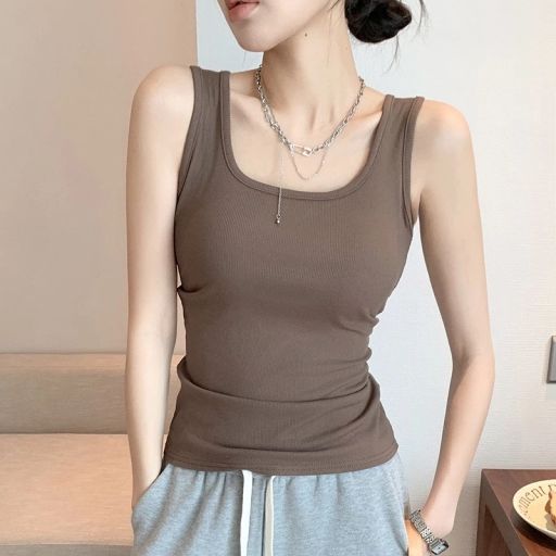 Áo ba lỗ dáng ôm cổ chữ U chất thun tăm mềm dày dặn phong cách năng động DESIRE AN-H237 Nâu L - Available variant