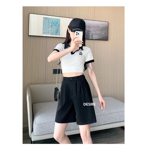 Quần đùi quần short nữ lưng cao ống rộng loại 1 dáng ngố lửng thể thao chất vải tuyết mưa Đen XL - Available variant