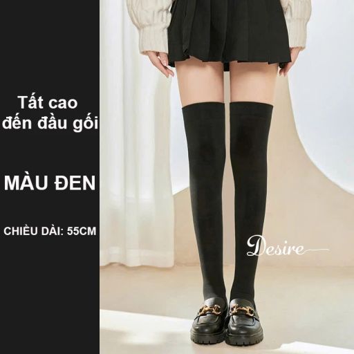 Tất thun len nữ chính hãng BONAS Style Nhật Bản chất đẹp cao cấp phong cách đơn giản sang trọng DS-3336 Đen 55cm - Available variant