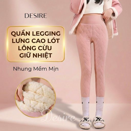 Desire Store, Quần legging lưng cao lót lông cừu dày nhung mịn giữ nhiệt mùa đông ấm áp định hình dáng QGN-9134 - 245.000 ₫