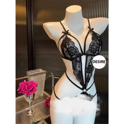 Bodysuit ren Jump ren xuyên thấu xẻ đáy cosplay gợi cảm sexy VN-8656-1 Đen - Available variant