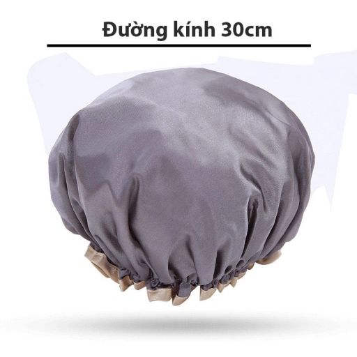 Mũ tắm, mũ ủ tóc Lụa satin bóng 2 lớp dày dặn chống thấm nước tốt TT-001 Xám đậm 30cm - Available variant