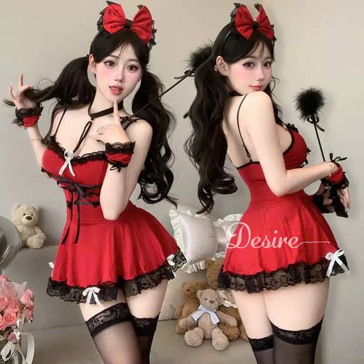 Desire Store, Bộ Đồ Ngủ Cosplay Cô Hầu Gái Sexy Màu Đỏ Đầy Đủ Phụ Kiện DESIRE VN-8255 - 300.000 ₫