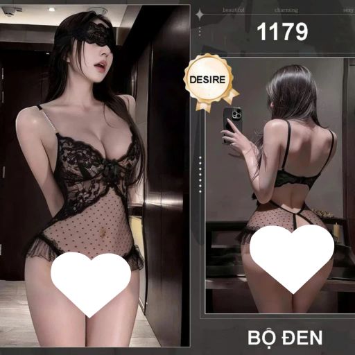1179 Váy ngủ liền thân - Bodysuit ren xẻ đáy sexy gợi cảm Hàng QC loại 1 cao cấp DESIRE 1179 Đen L (60-70kg) - Available variant