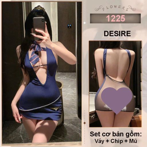 Bộ váy ngủ Cosplay Cô nàng Tiếp viên hàng không phong cách gợi cảm DESIRE STORE VN-1225 Set cơ bản Bigsize - Available variant