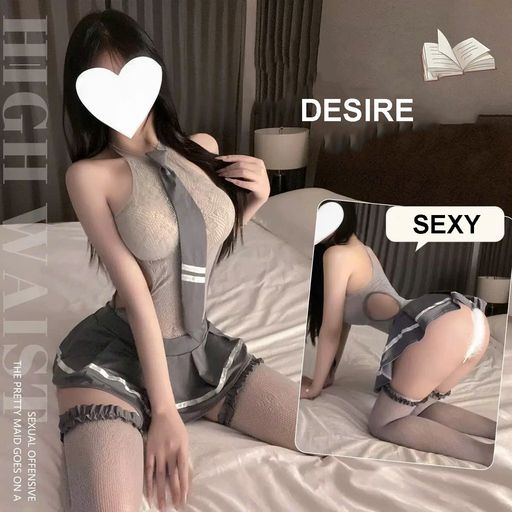 Desire Store, 7441 Bộ đồ ngủ Cosplay Cô Nữ Sinh gợi cảm khoét eo phối lưới xuyên thấu sexy kèm tất DESIRE - 300.000 ₫