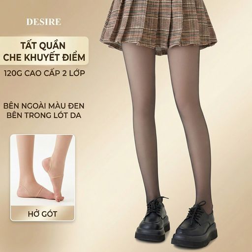 Tất quần đen lót da 120G dày hai lớp lót nỉ giữ ấm che khuyết điểm định hình dáng CHÍNH HÃNG BONAS T-014 120 Đen lót da hởgót - Available variant